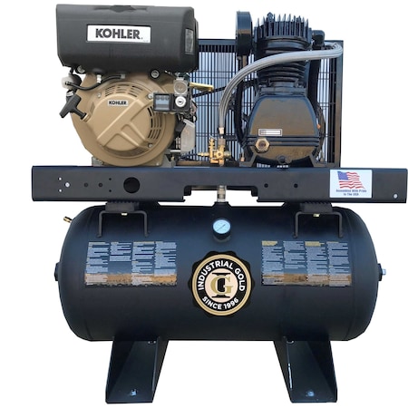 Industrial Gold 30 Gallon Horizontal, 15Cfm@175Psi 18Cfm@125Psi Kd440 Kohler Diesel CI10DEK33